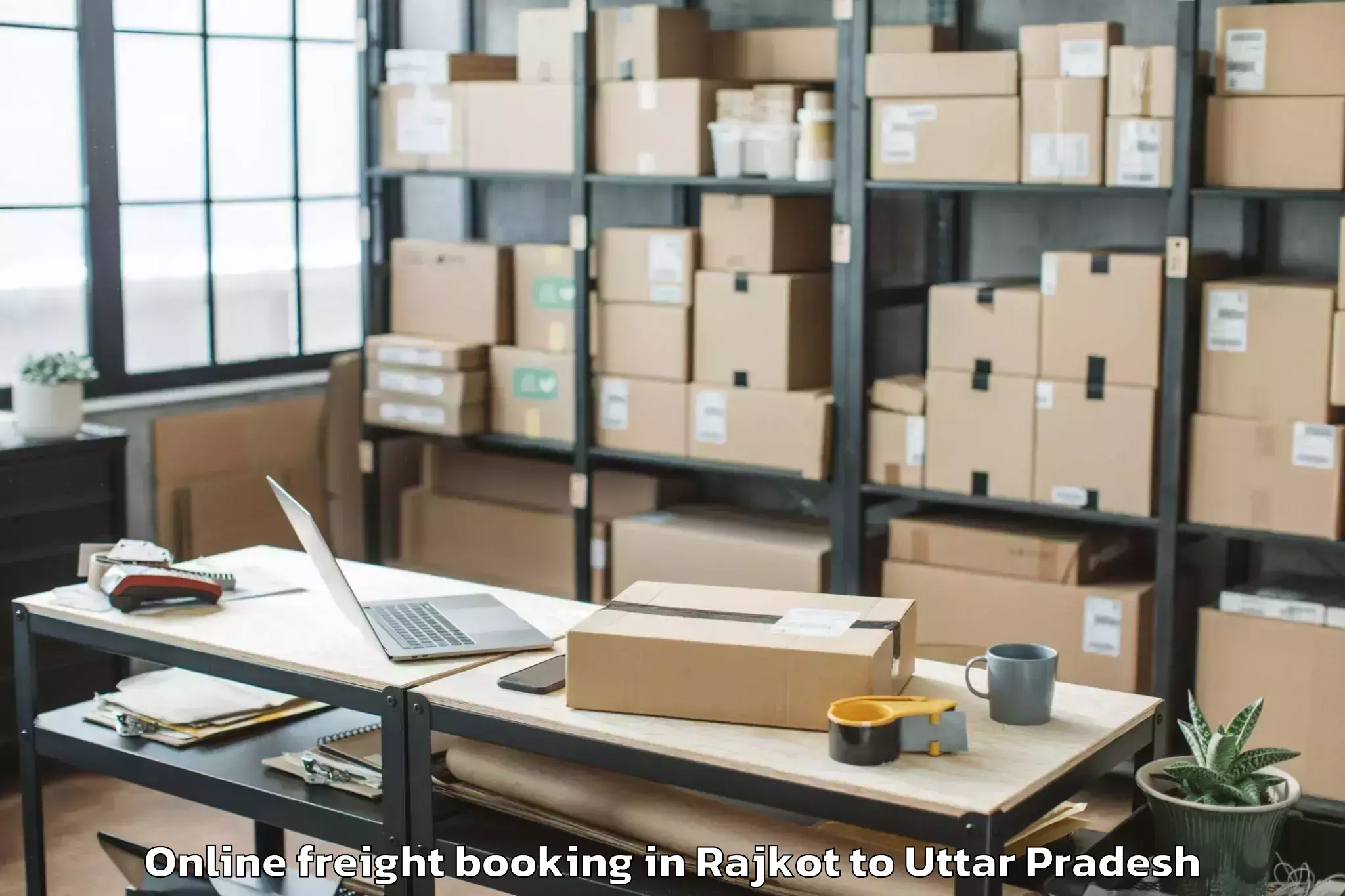 Book Rajkot to Js University Shikohabad Online Freight Booking